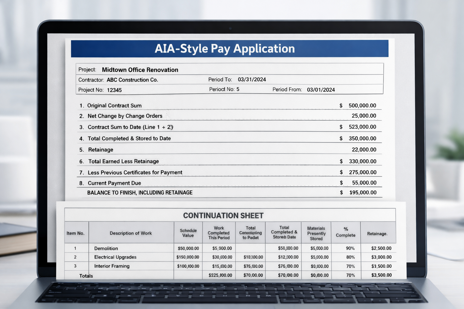 PayAppPro AIA-style billing software preview