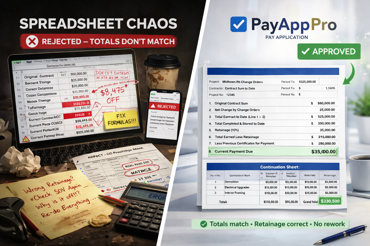 Approved pay application example